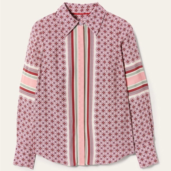 Boden Womens 4R Placement Print Shirt Blouse Long Sleeve Geometric Office Career - Picture 7 of 8